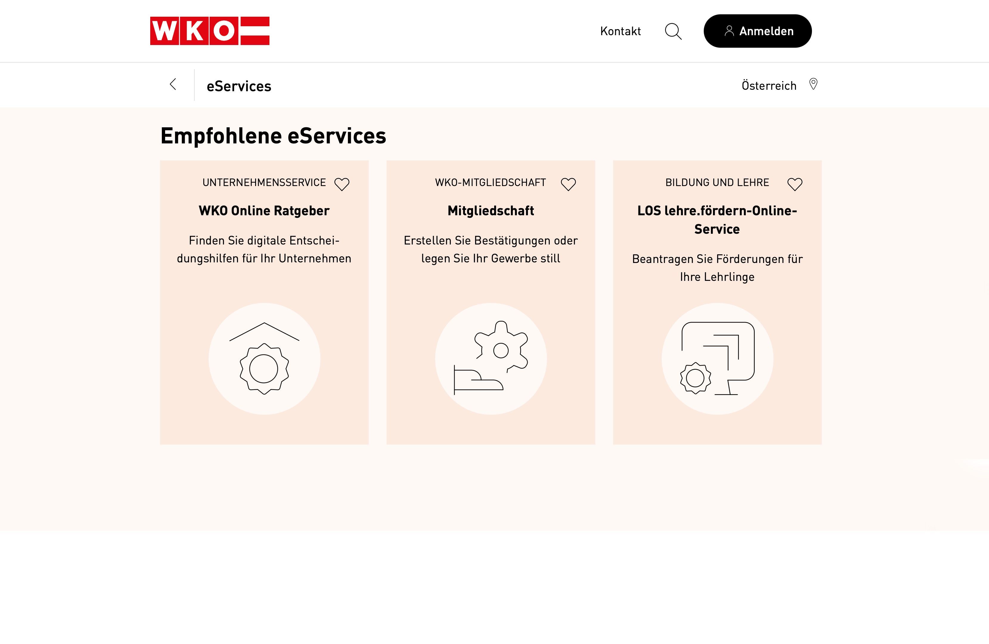 Bild: Empfohlene eServices